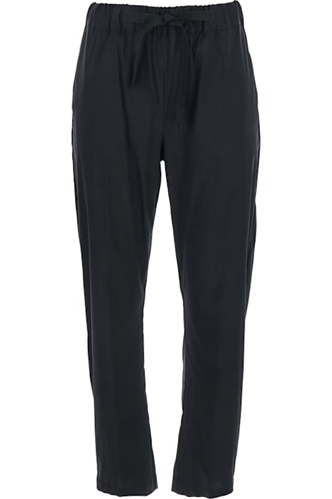 SEMICOUTURE for Women SEMICOUTURE 'buddy' Black Pants With Elastic Drawstring Waist In Cotton Blend Stretch Woman