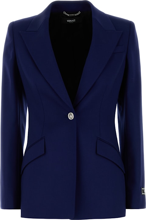 ウィメンズ コート＆ジャケット Versace Blue Stretch Wool Blazer