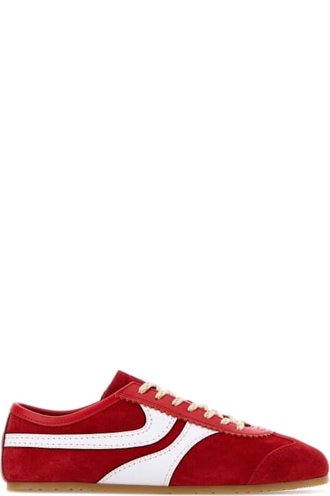 Dries Van Noten Red Suede Sneakers