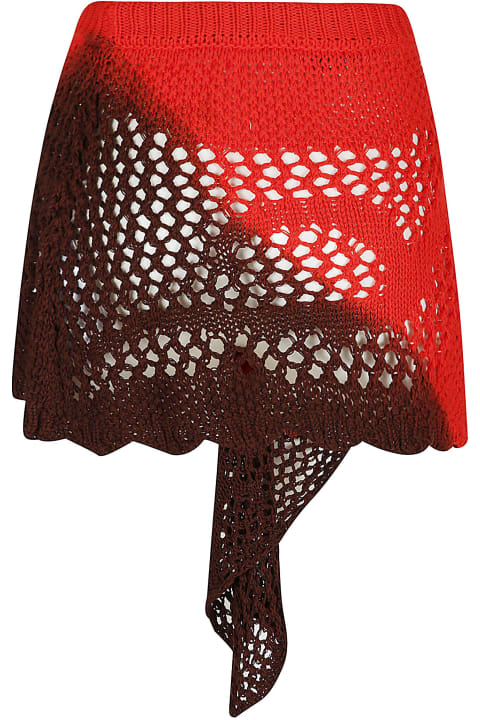The Attico Women The Attico Elastic Waist Perforated Knitted Midi Skirt