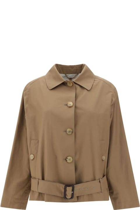 Coats & Jackets for Women Max Mara The Cube Sportmax Buttoned Belted Trench Coat