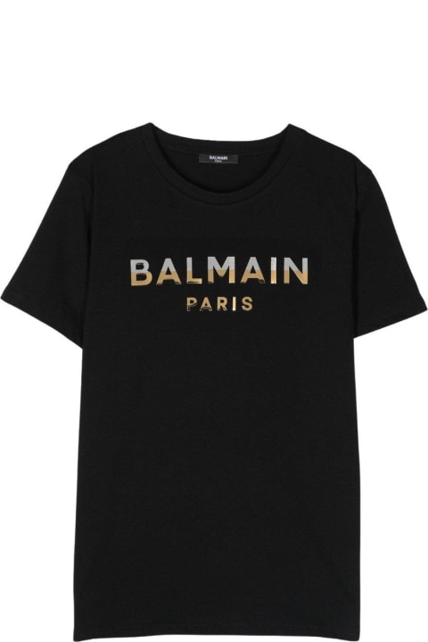 ボーイズ トップス Balmain Crewneck Short-sleeved T-shirt