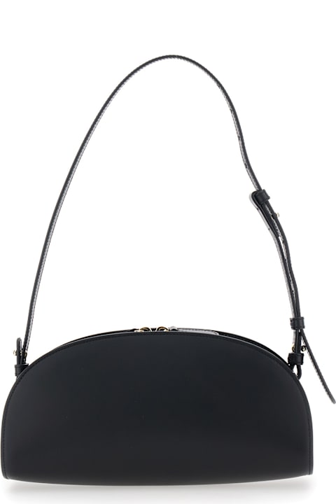 Sale for Women A.P.C. 'demi Lune' Black Shoulder Bag With Embossed Logo On The Front In Leather Woman