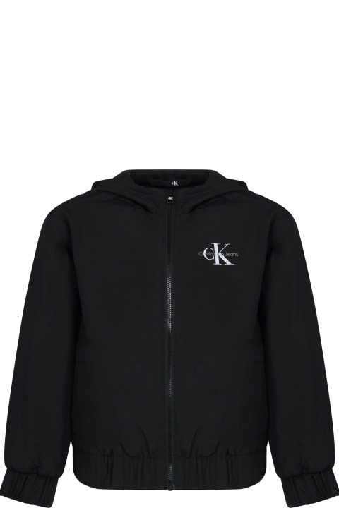 Calvin Klein Coats & Jackets for Boys Calvin Klein Black Windbreaker With Logo