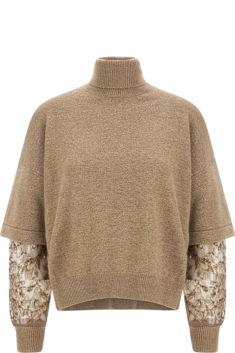 Brunello Cucinelli for Kids Brunello Cucinelli Sequin Sleeve Sweater