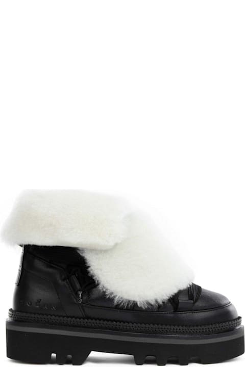 Boots for Women Hogan Faux-fur Lace-up Ankle Boots