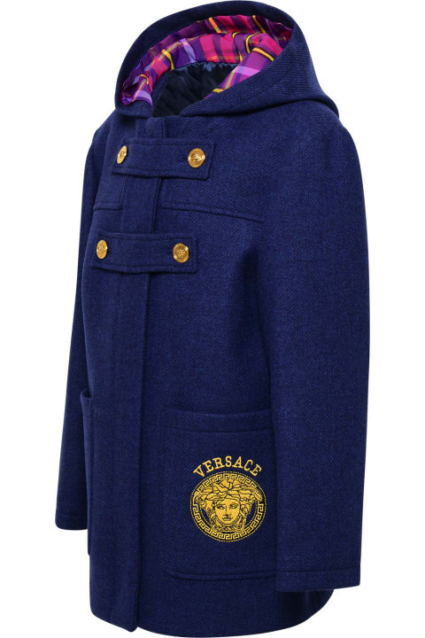 Versace Coats & Jackets for Girls Versace Blue Wool Coat