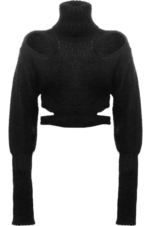 Ribbed Knit Mohair Sweater With Cut-out
