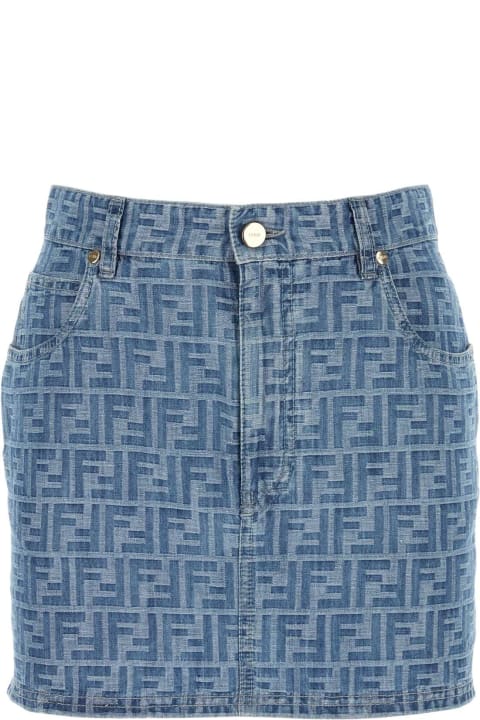 Fendi Clothing for Women Fendi Embroidered Denim Mini Skirt