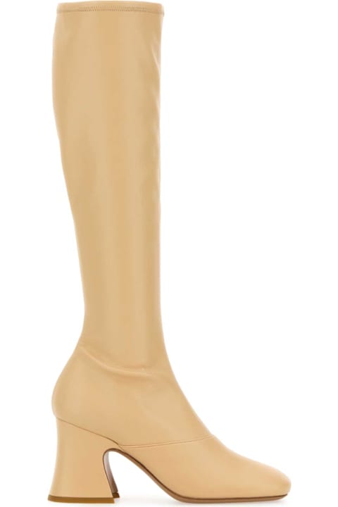 Chloé Cream Synthetic Leather Janis Boots