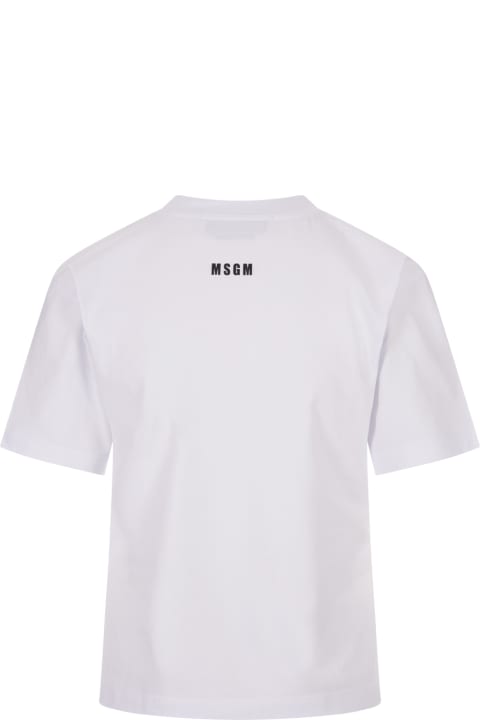 MSGM Topwear for Women MSGM White T-shirt With ' Heart Embroidery Patch' Graphics