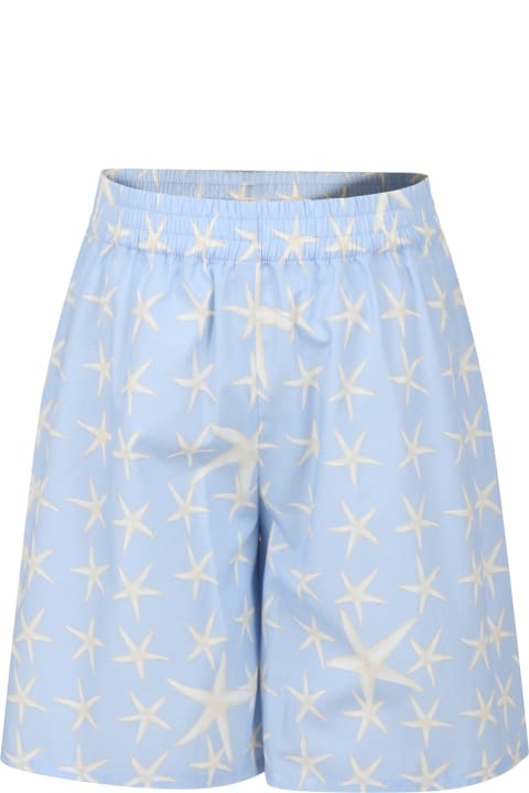 Bottoms for Boys Versace Light Blue Shorts For Boy With Sea Shells Print