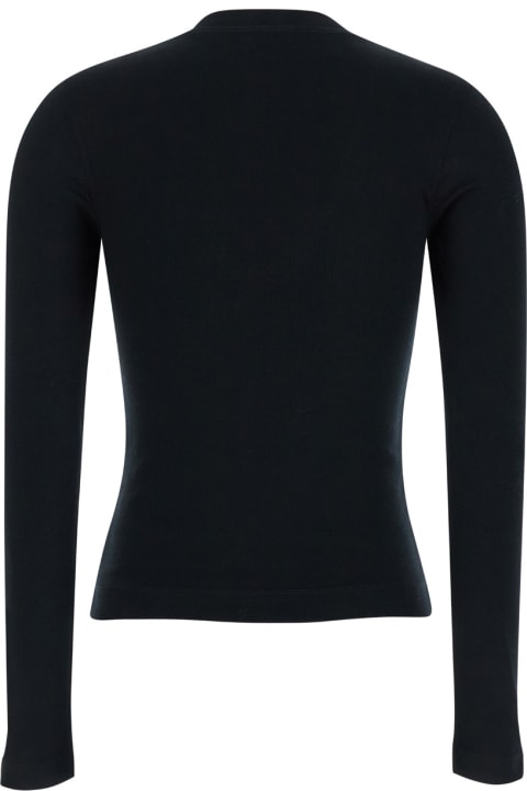 Brunello Cucinelli Topwear for Women Brunello Cucinelli Black T-shirt With Monil Detail On The Front In Jersey Woman