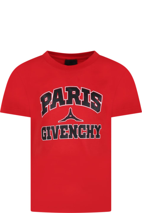 ボーイズ GivenchyのTシャツ＆ポロシャツ Givenchy Red T-shirt For Boy With Logo