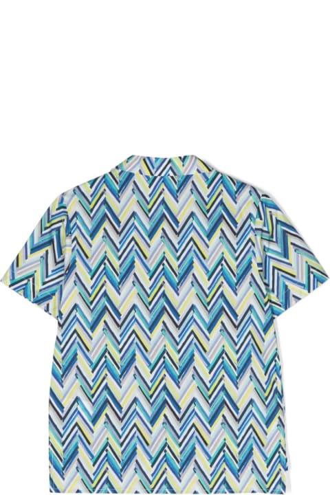 Fashion for Boys Missoni Kids Short- Sleeved Shirt With Blue Chevron Pattern
