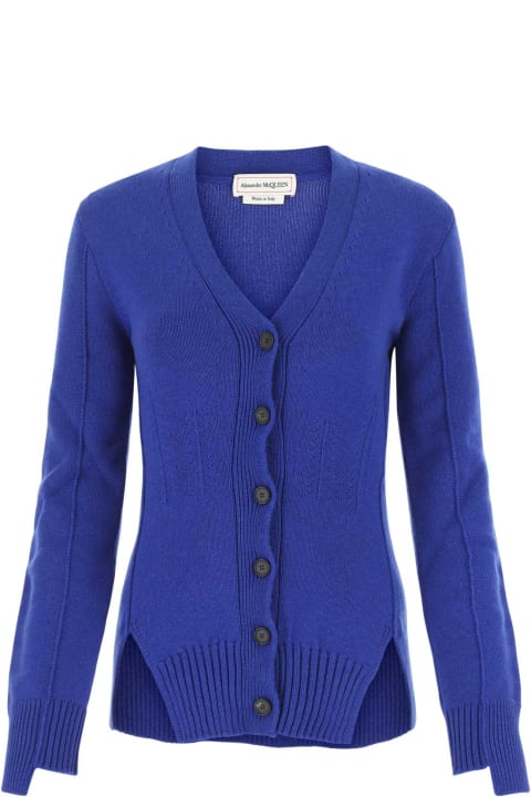 Fashion for Women Alexander McQueen Electric Blue Cashmere Cardigan