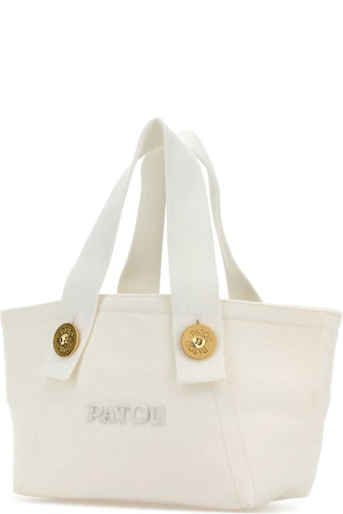 Patou Women Patou White Canvas Trapeze Handbag