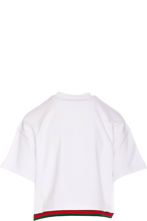 Sale for Women Gucci Cropped Cotton Jersey Web Detail Top
