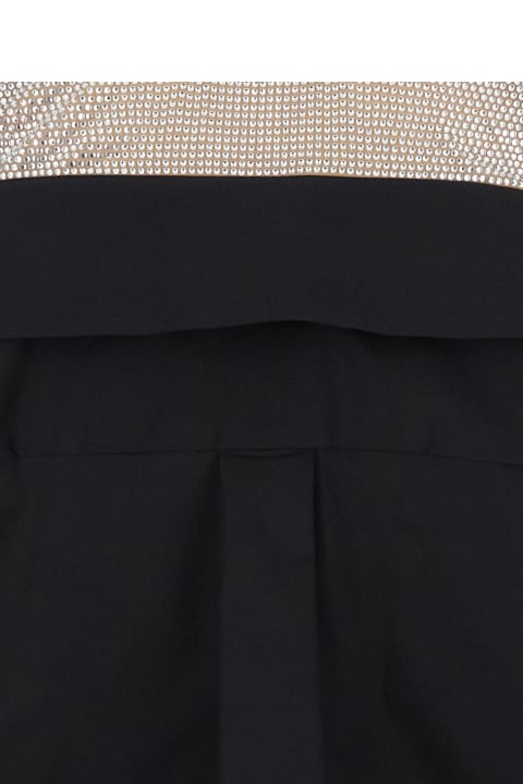 ウィメンズ Giuseppe di Morabitoのコート＆ジャケット Giuseppe di Morabito Black Short Dress With Rhinestone Mesh Insert In Cotton Blend Woman