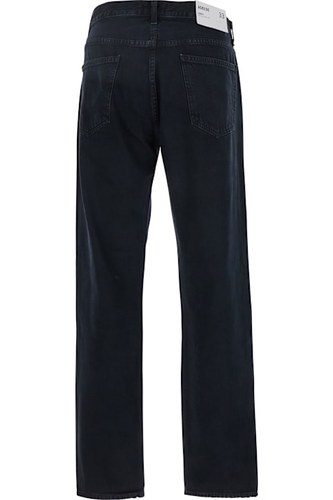 AGOLDE for Kids AGOLDE 'curtise' Black Jeans With Logo Patch On The Rear In Denim Man