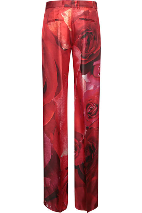 Homeware Roberto Cavalli Garden Rose Red Silk Trousers