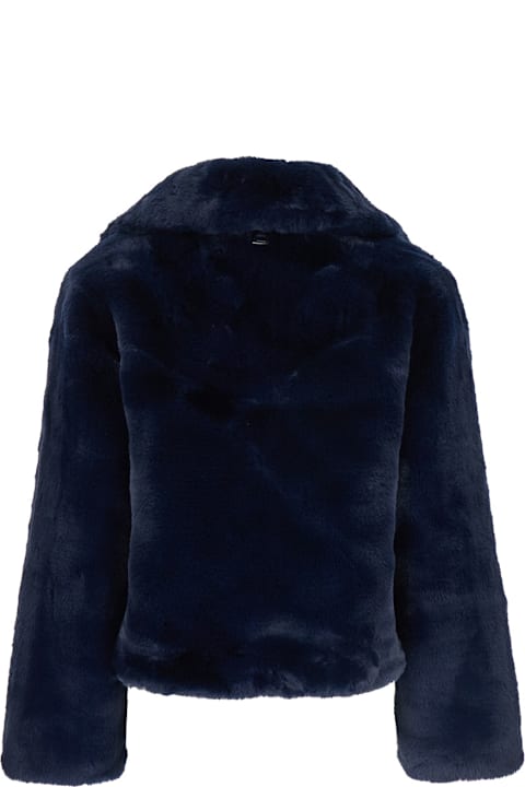 Apparis for Women Apparis 'miller' Blue Short Coat With Revers In Eco Fur Woman