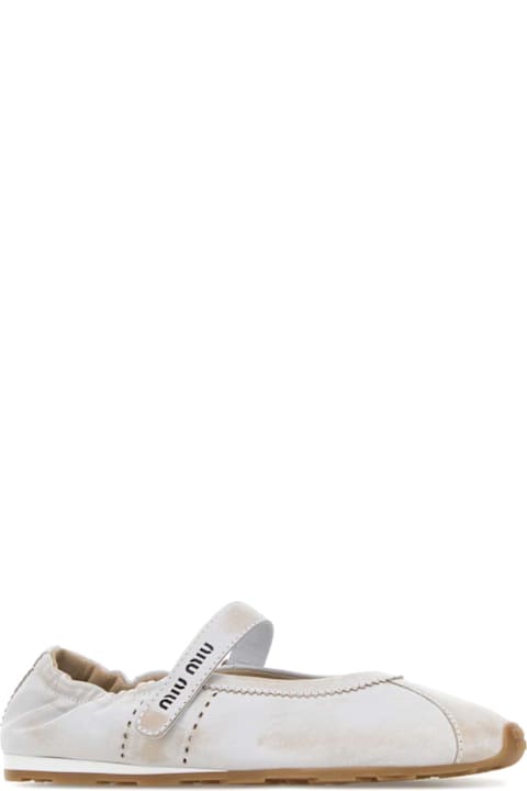 Miu Miu White Leather Ballerinas