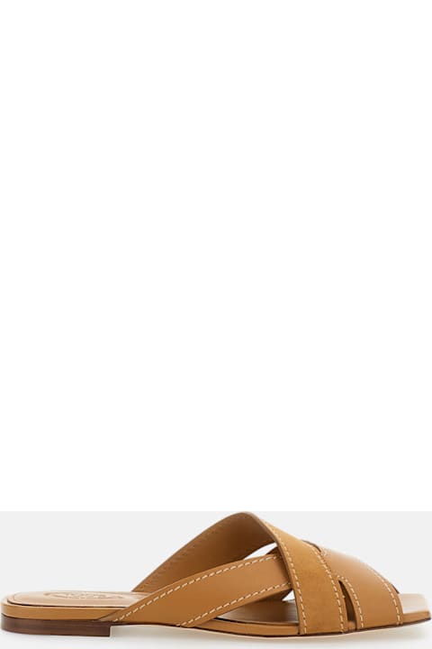 Tod's Smooth And Suede Leather Sandals