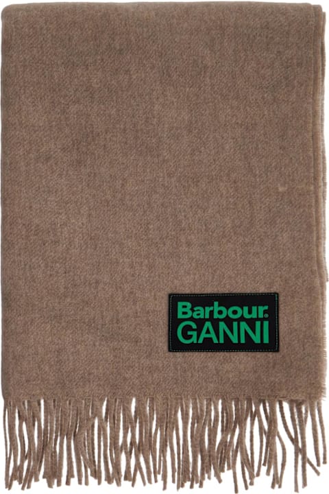 ウィメンズ Barbourのアクセサリー Barbour 'wool Scarf With Patch Logo Design'