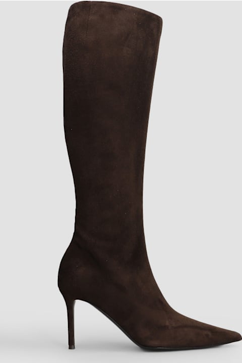 Giuseppe Zanotti Gz Tamigi 85 High Heels Boots In Brown Suede