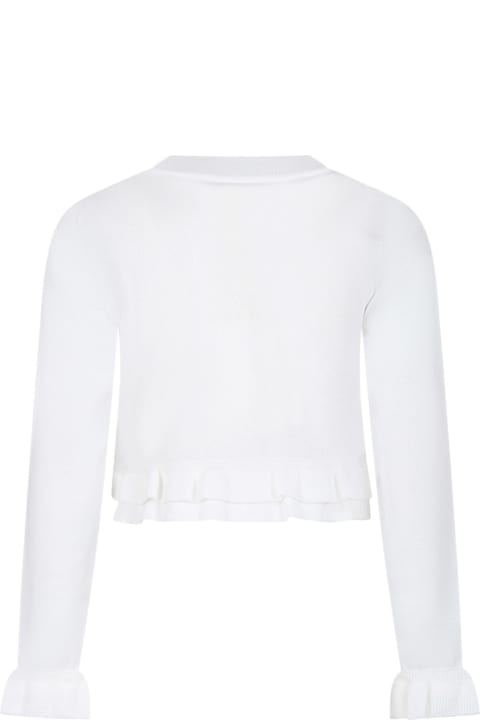 Simonetta Sweaters & Sweatshirts for Girls Simonetta White Cardigan For Girl