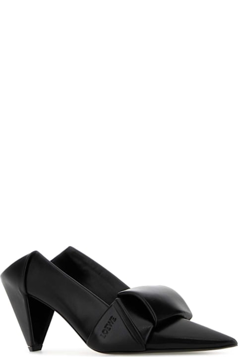 Loewe Black Leather Origami Mules