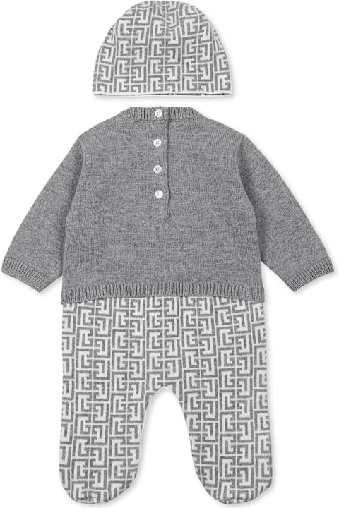 Balmain Bodysuits & Sets for Baby Girls Balmain Grey Babygrow Set For Babykids With Labyrinth