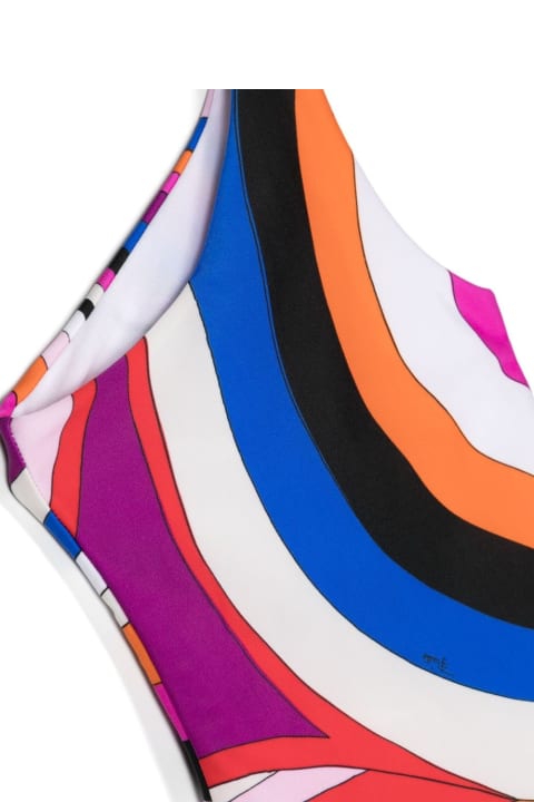 Pucci Swimwear for Girls Pucci One-shoulder Swimwear With Purple/multicolour Iride Print