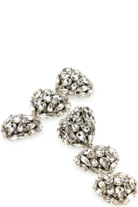 Jewelry Sale for Women Alessandra Rich Embellished Metal Hearts Earrings