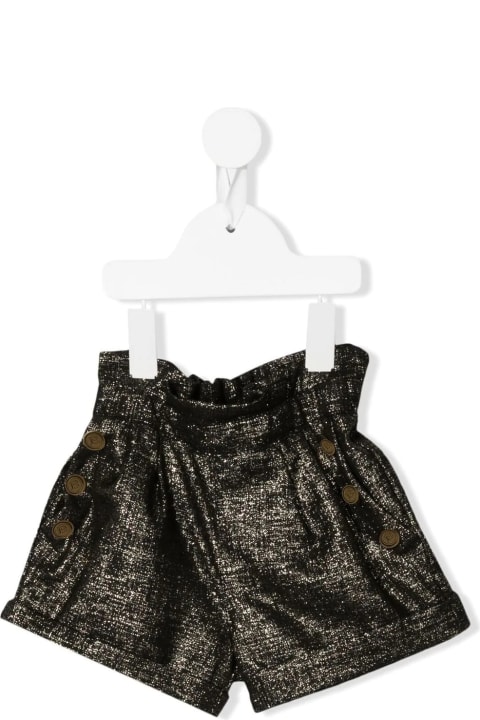 Baby Shorts In Black And Gold Lurex Wool Blend