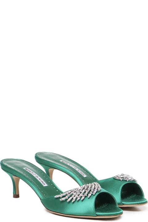 Shoes for Women Manolo Blahnik Lumada Sabots Decorated With Satin Jewels
