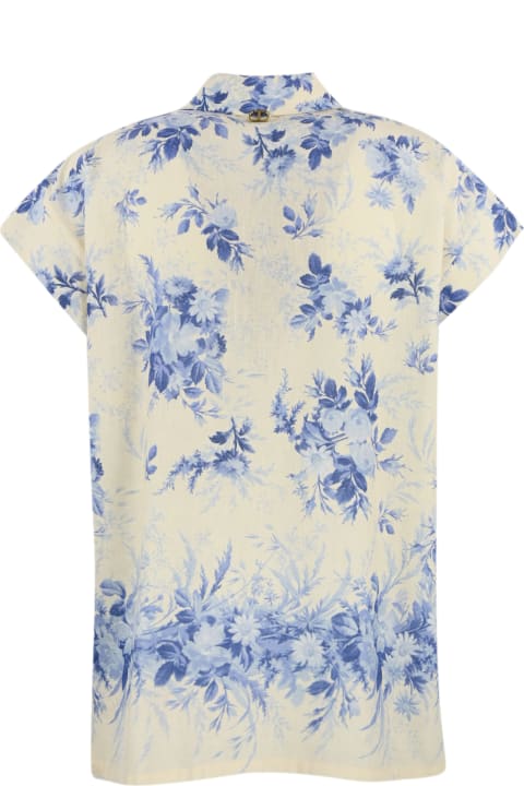 TwinSet Topwear for Women TwinSet Floral Print Linen Blend Shirt