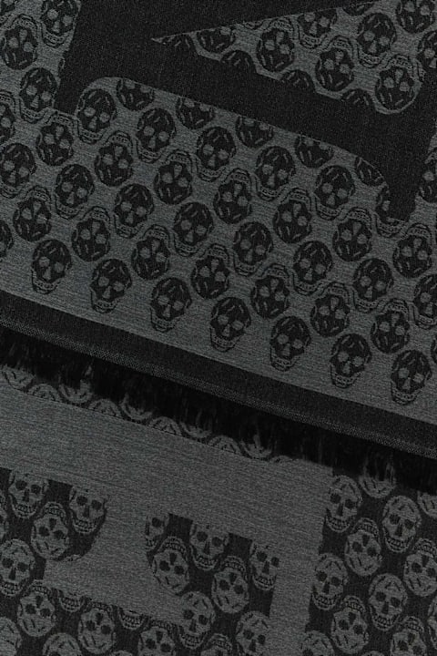 Alexander McQueen Scarves for Men Alexander McQueen Embroidered Wool Foulard