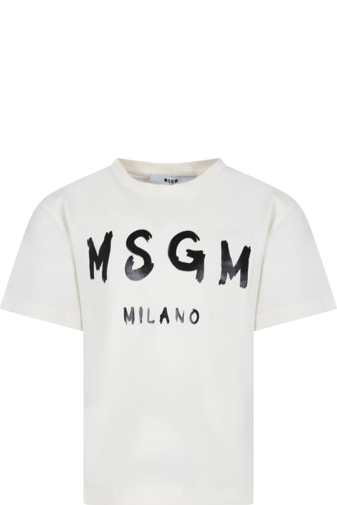 T-Shirts & Polo Shirts for Boys MSGM Ivory T-shirt For Kids With Logo