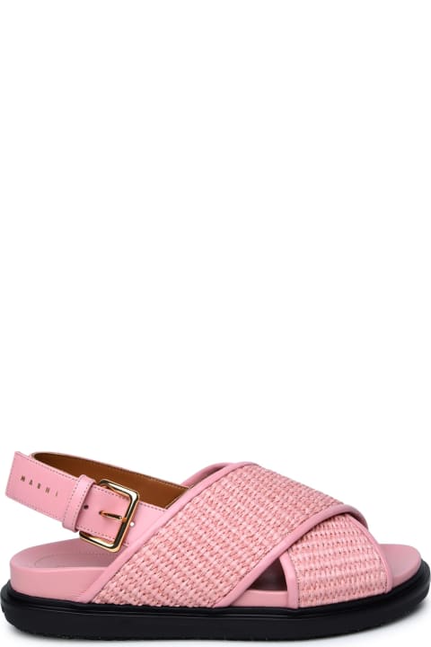 Marni Women Marni Pink Leather Blend Sandals