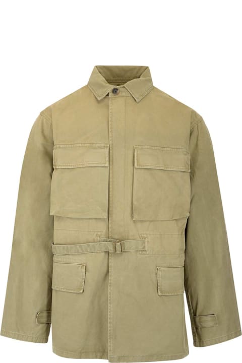 Beige Cotton Parachute Army Jacket