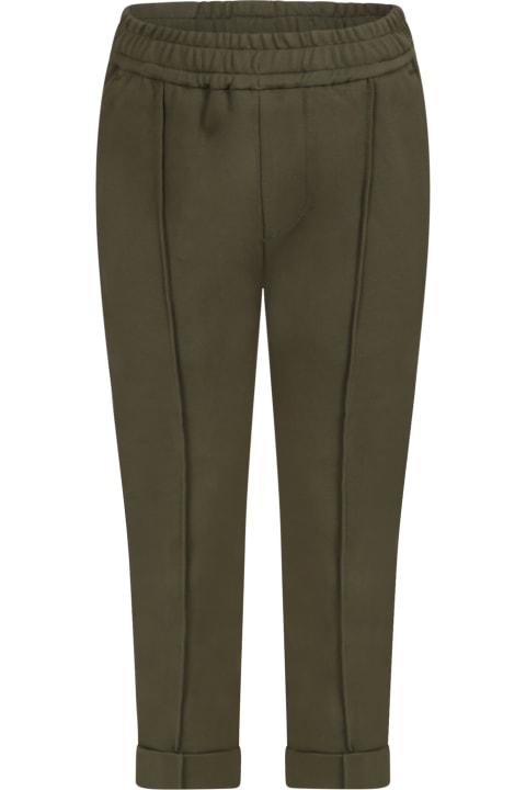 Green Trousers For Boy With Patch Logo
