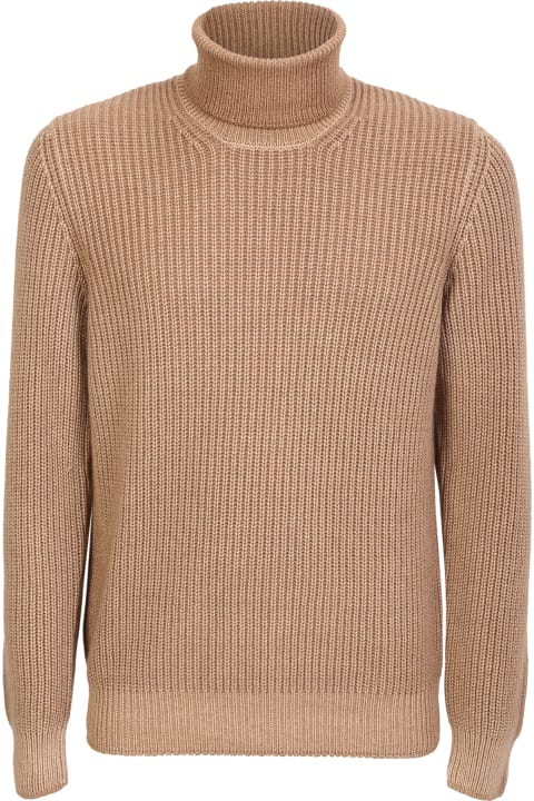Lardini Sweaters for Men Lardini Ribbed Cashmere Pullover Camel