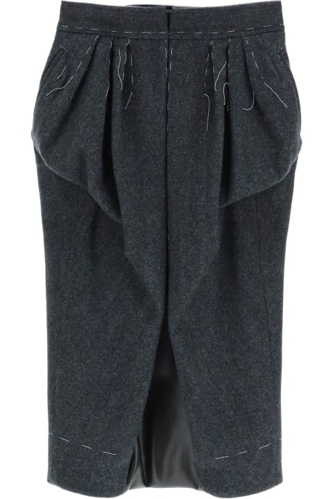ウィメンズ新着アイテム Maison Margiela Wool Midi Skirt With Stitching