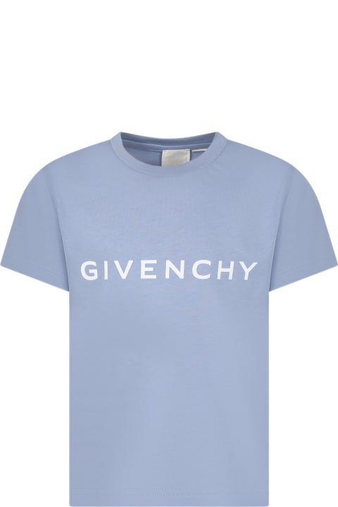Givenchy Kids Givenchy Light Blue T-shirt For Boy With Logo