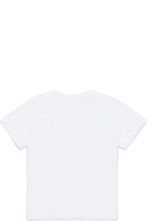 Topwear for Baby Girls Dsquared2 White T-shirt With Wave Effect Logo Print