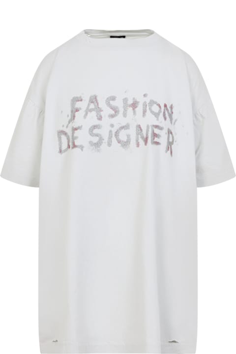 Balenciaga ملابس علوية لـ السيدات Balenciaga White Cotton T-shirt