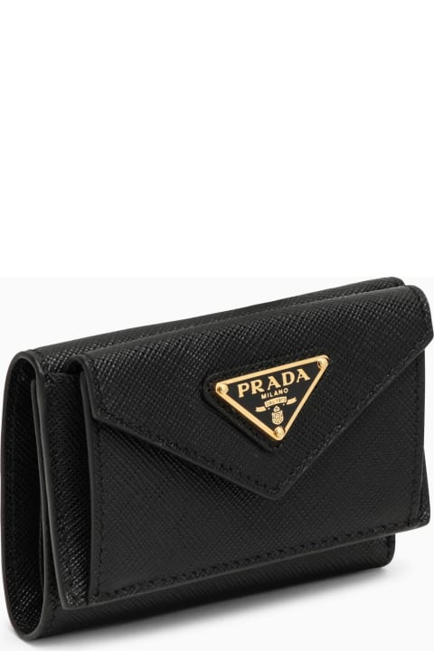 ウィメンズ Pradaの財布 Prada Black Saffiano Leather Small Wallet