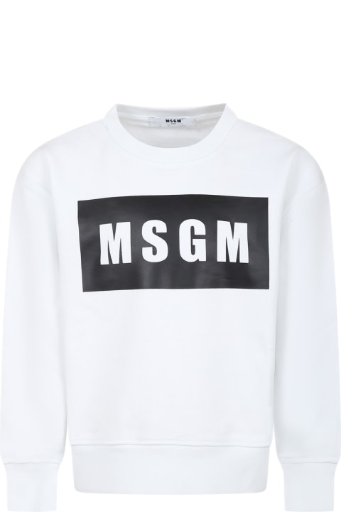 ボーイズ MSGMのニットウェア＆スウェットシャツ MSGM White Sweatshirt For Kids With Logo